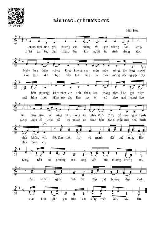 Sheet PDF of Bảo Long – Quê hương con