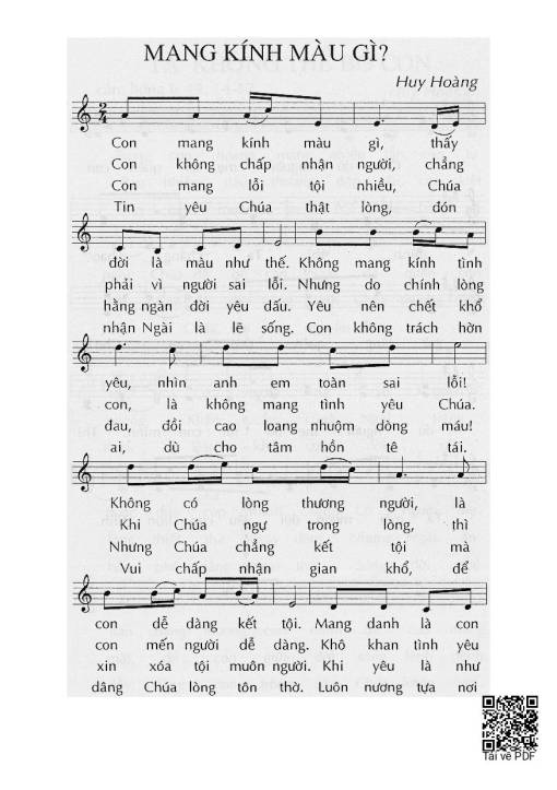 Sheet PDF of Mang Kính Màu Gì?