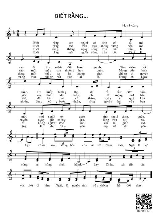 Sheet PDF of Biết Rằng - Huy Hoàng