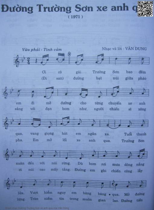 Sheet PDF of Đường Trường Sơn xe anh qua