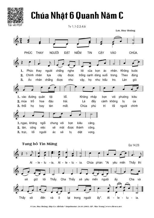 Thánh Vịnh 1, Chúa Nhật 6C Thường Niên