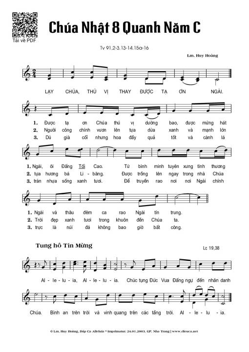 Thánh Vịnh 91, Chúa Nhật 8C Thường Niên