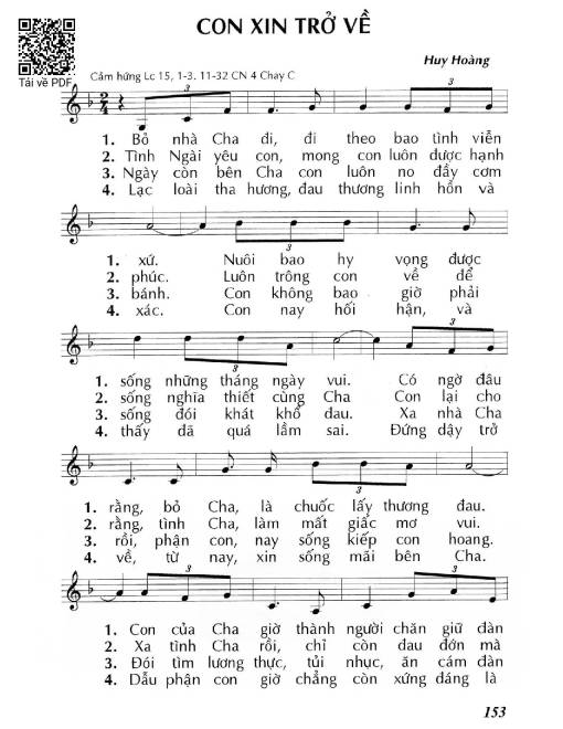Sheet PDF of Con Xin Trở Về