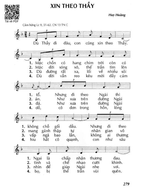 Sheet PDF of Xin Theo Thầy