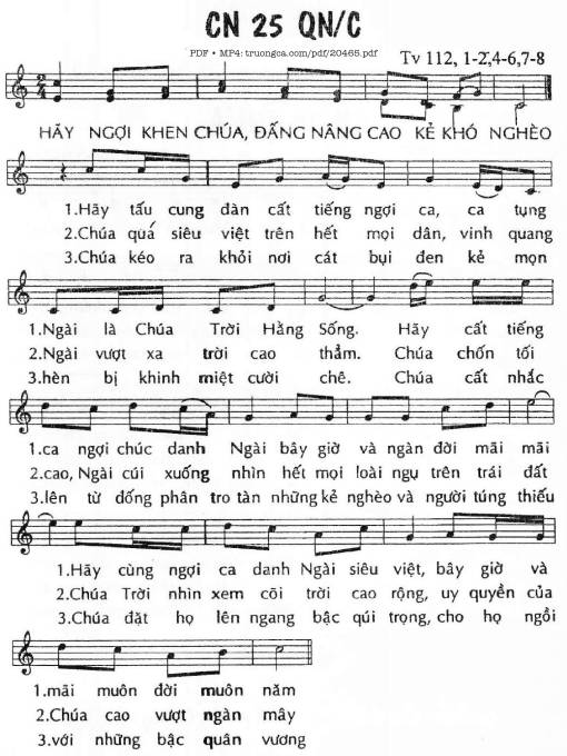 Thánh Vịnh 112, Chúa Nhật 25C Thường Niên