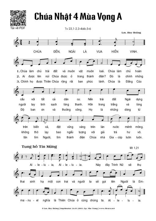 Sheet PDF of Thánh Vịnh 23, Chúa Nhật 4A Mùa Vọng