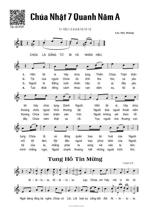 Thánh Vịnh 102, Chúa Nhật 7A Thường Niên