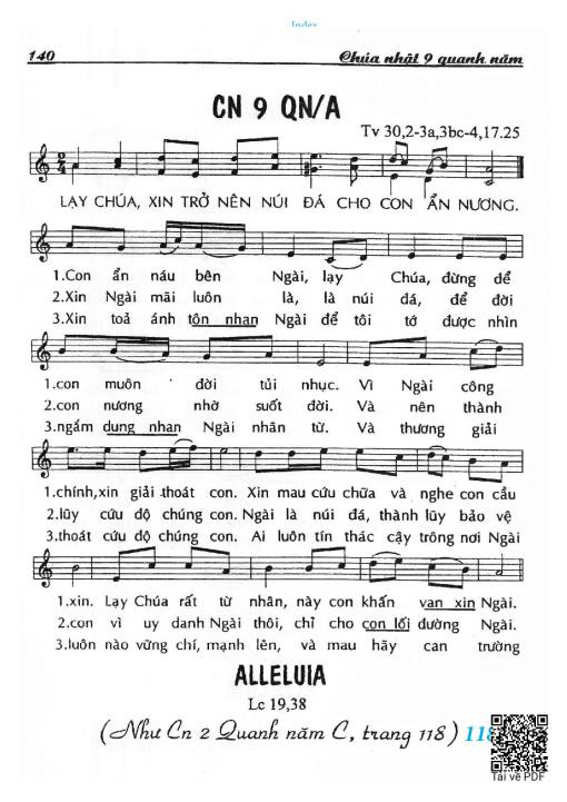 Sheet PDF of Thánh Vịnh 30, Chúa Nhật 9A Thường Niên