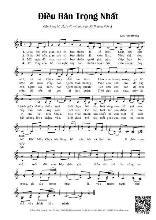 Sheet PDF of Điều Răn Trọng Nhất
