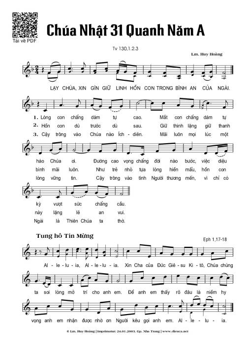 Thánh Vịnh 130, Chúa Nhật 31A Thường Niên