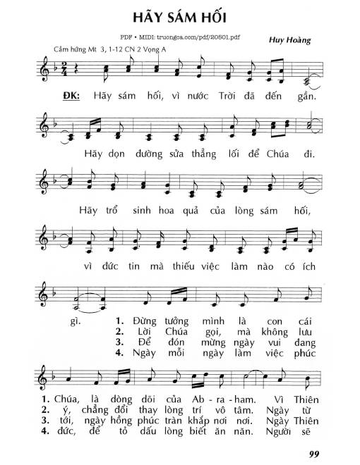 Sheet PDF of Hãy Sám Hối