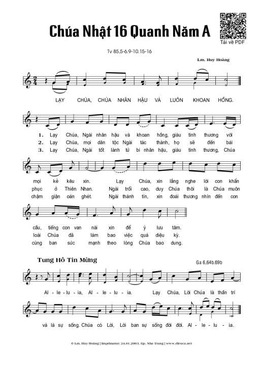 Thánh Vịnh 85, Chúa Nhật 16A Thường Niên