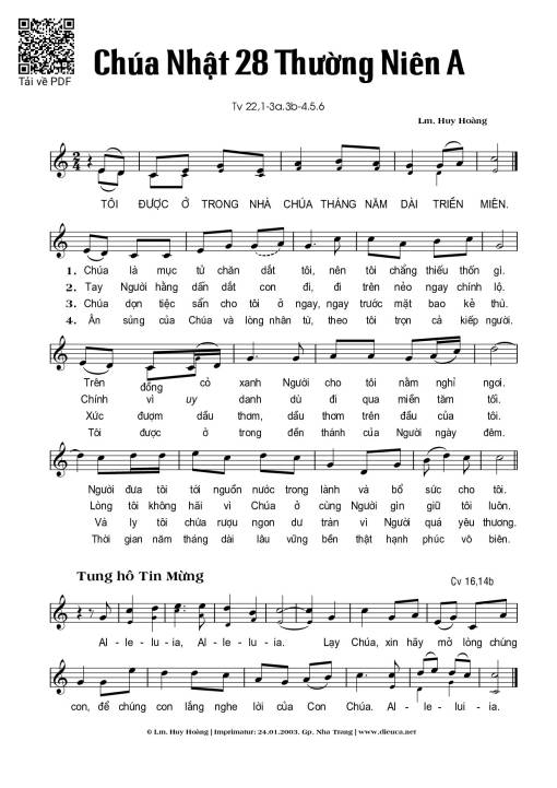 Thánh Vịnh 22, Chúa Nhật 28A Thường Niên