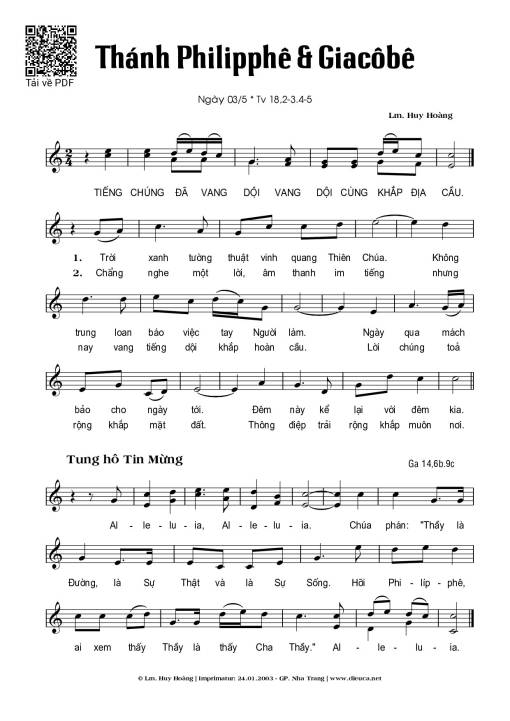 Sheet PDF of Thánh Vịnh 18, Thánh Philipphê Và Giacôbê (03.05