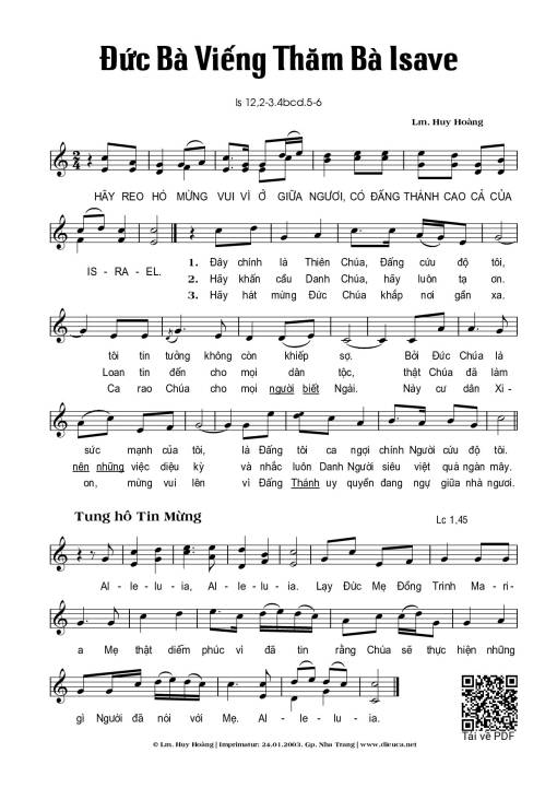 Sheet PDF of Đức Bà Viếng Thăm Bà Isave