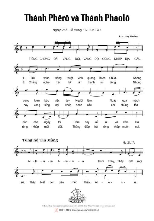 Sheet PDF of Thánh Vịnh 18, Thánh Phêrô Và Thánh Phaolô - Lễ Vọng (29.06