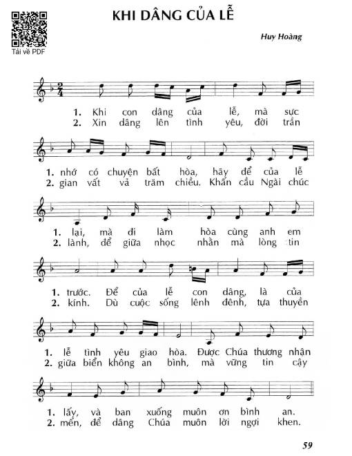 Sheet PDF of Khi dâng của lễ