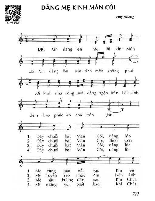 Sheet PDF of Dâng Mẹ kinh Mân Côi