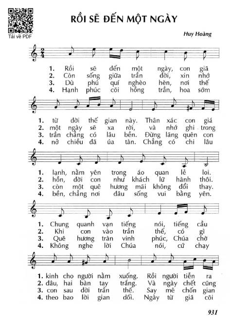 Sheet PDF of Rồi sẽ đến một ngày