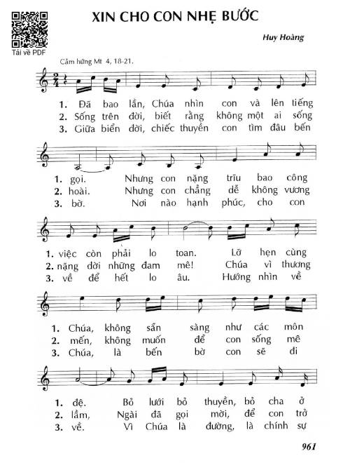 Sheet PDF of Xin cho con nhẹ bước