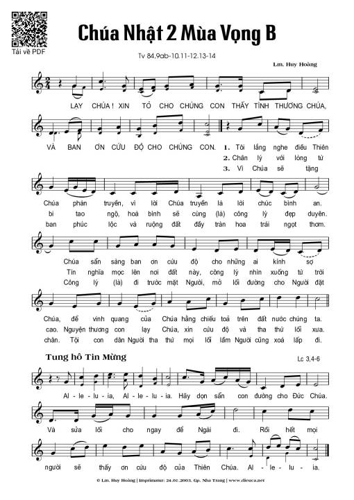 Chúa Nhật 2B Mùa Vọng (Thánh Vịnh 84)