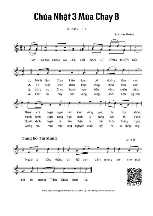 Chúa Nhật 3B Mùa Chay (Thánh Vịnh 18)