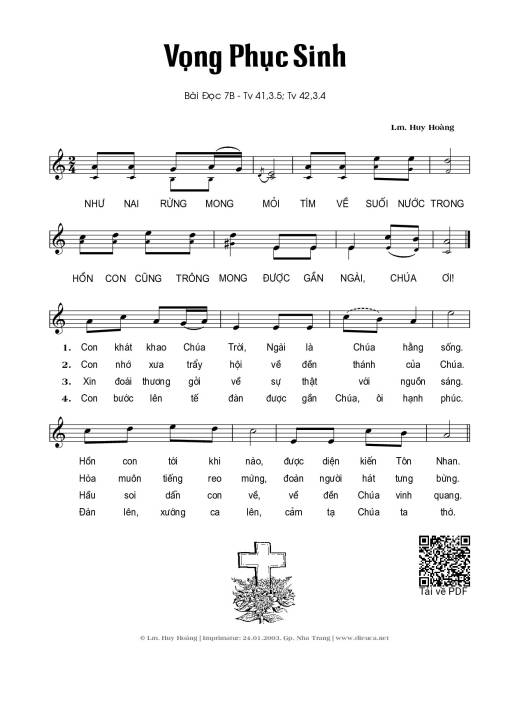 Sheet PDF of Vọng Phục Sinh – Bài 7b (Thánh Vịnh 41)