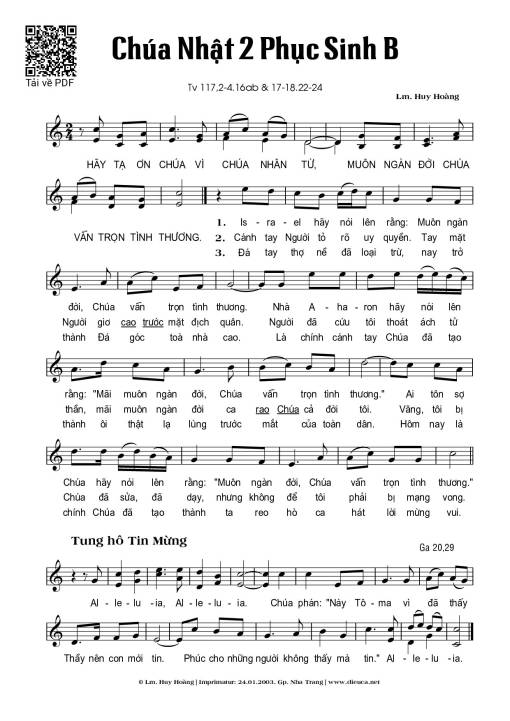 Chúa Nhật 2B Phục Sinh (Thánh Vịnh 117)