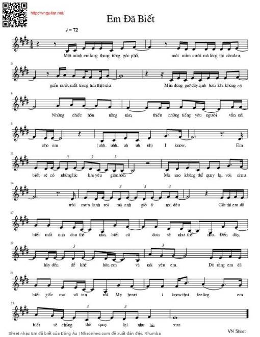 Sheet PDF of Em đã biết - Đông Âu