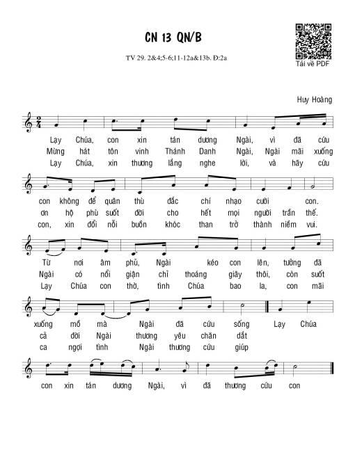 Chúa Nhật 13B Thường Niên (Thánh Vịnh 29)