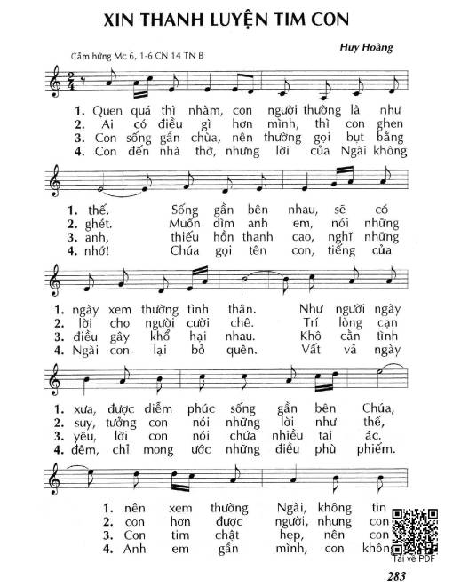 Sheet PDF of Xin thanh luyện tim con (Mc. 6)