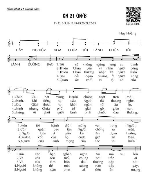 Chúa Nhật 21B Thường Niên (Thánh Vịnh 33)