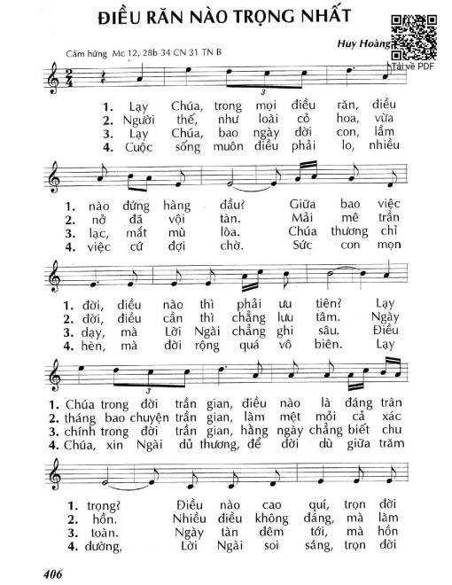 Sheet PDF of Điều răn nào trọng nhất (Mc. 12)