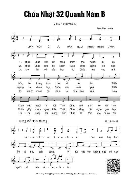 Chúa Nhật 32B Thường Niên (Thánh Vịnh 145)