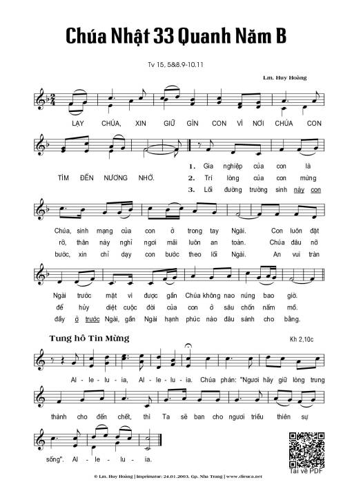 Chúa Nhật 33B Thường Niên (Thánh Vịnh 15)