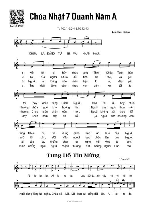 Chúa Nhật 7C Thường Niên (Thánh Vịnh 102)