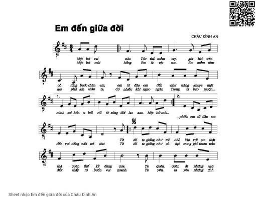 Sheet PDF of Em đến giữa đời
