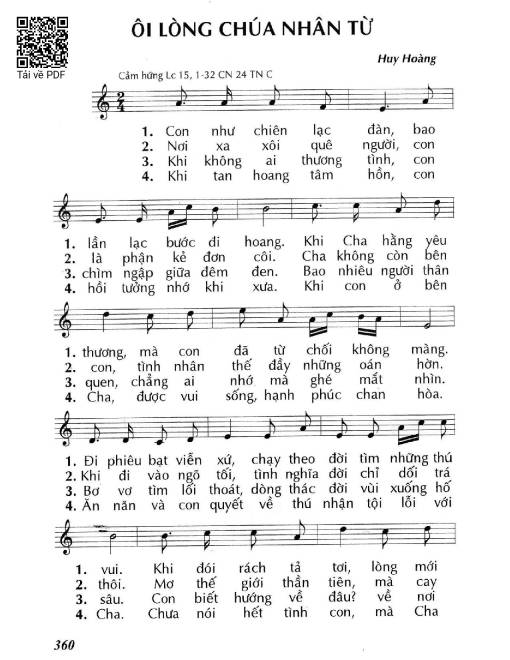 Sheet PDF of Ôi lòng Chúa nhân từ (Lc. 15)