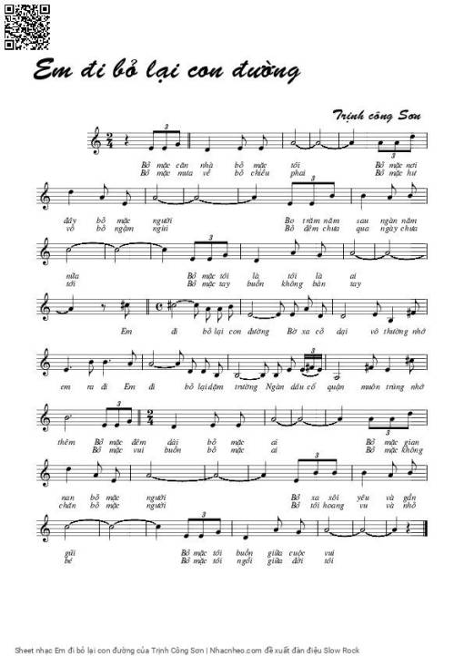 Sheet PDF of Em đi bỏ lại con đường