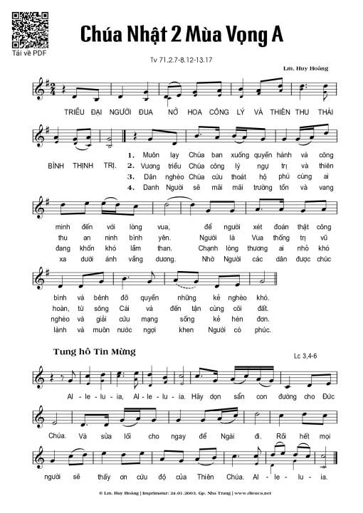 Chúa Nhật 2A Mùa Vọng (Thánh Vịnh 71)