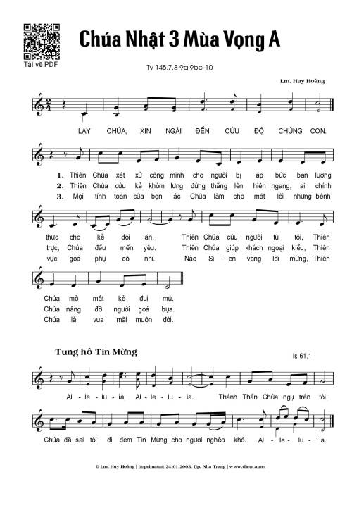 Chúa Nhật 3A Mùa Vọng (Thánh Vịnh 145)