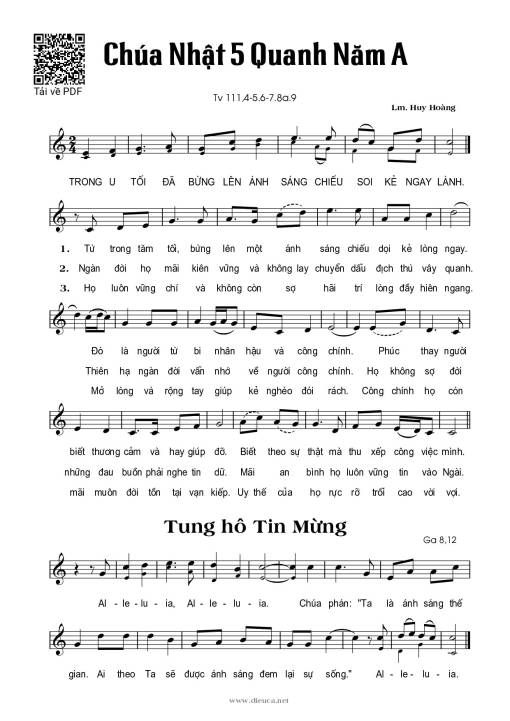 Chúa Nhật 5A Thường Niên (Thánh Vịnh 111)