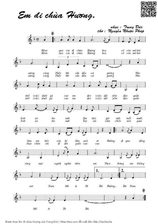 Sheet PDF of Em đi chùa Hương