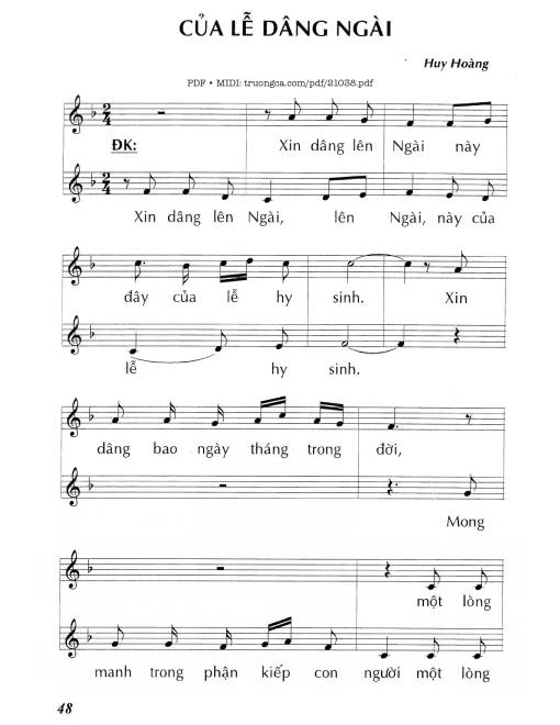 Sheet PDF of Của lễ dâng Ngài