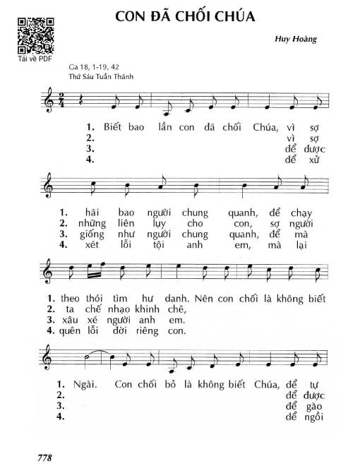 Sheet PDF of Con đã chối Chúa