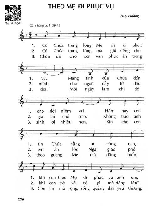 Sheet PDF of Theo Mẹ đi phục vụ