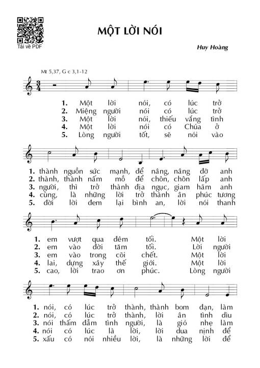 Sheet PDF of Một lời nói (Mt. 5)