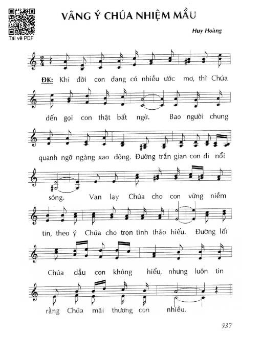 Sheet PDF of Vâng ý Chúa nhiệm mầu