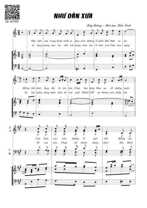 Sheet PDF of Như dân xưa - Huy Hoàng