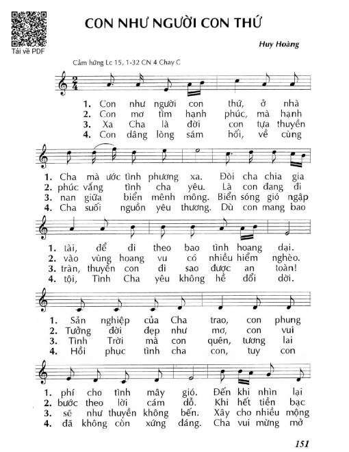 Sheet PDF of Con như người con thứ (Lc 15, 1-32) – Chúa Nhật 4 Mùa Chay/C.